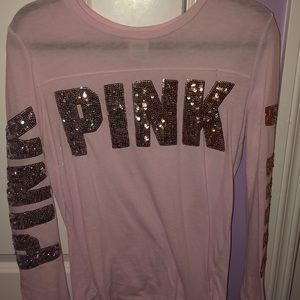 Pale pink long sleeve w/ gold & silver sequins
